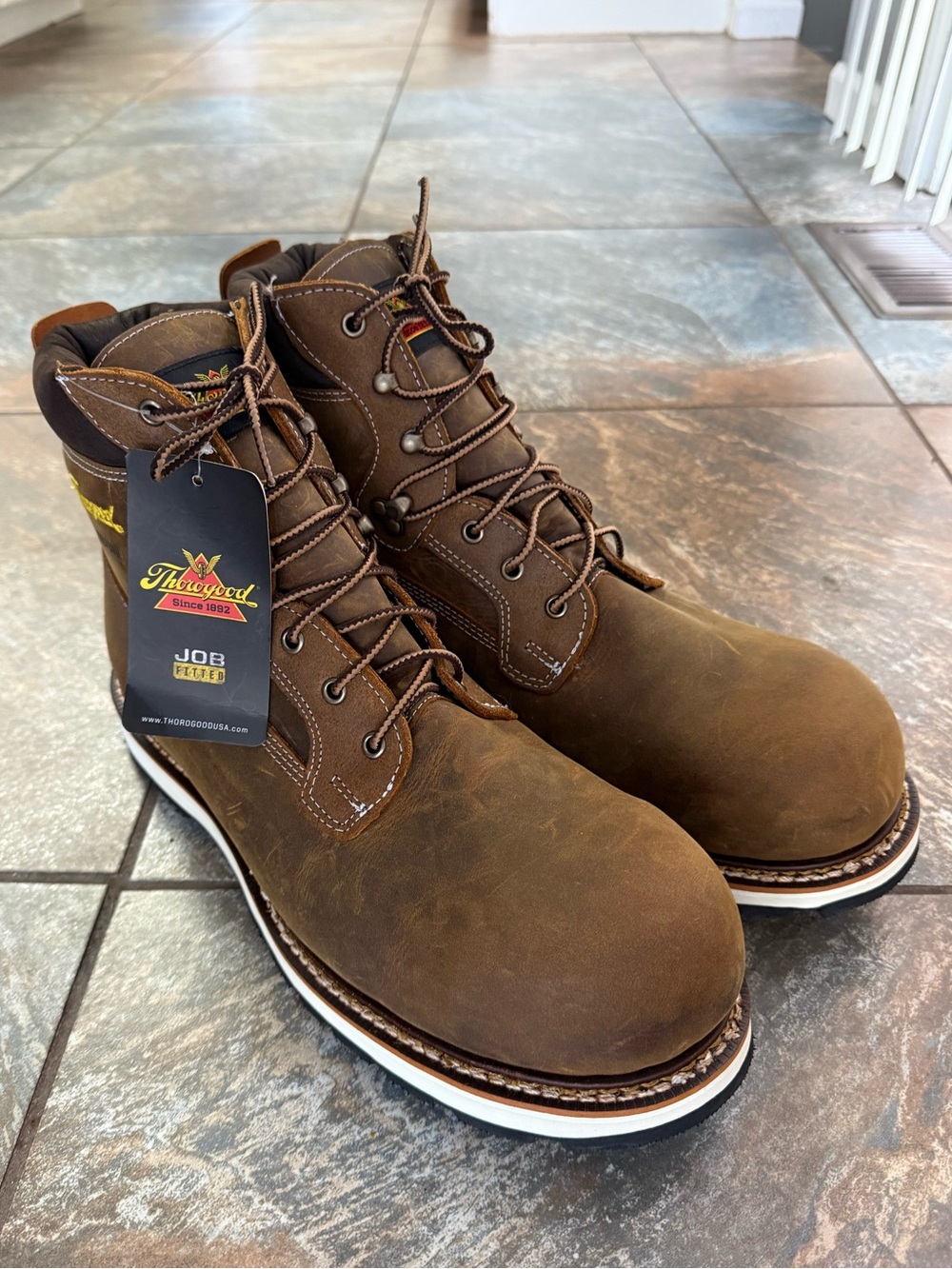 THOROGOOD 6" IRON RIVER SERIES Brown Waterproof Composite Toe Sz: 14EE (Wide) 80
